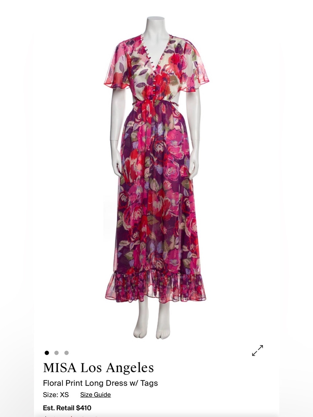 Misa Los Angeles Calista Pink Floral V-Neck Dress